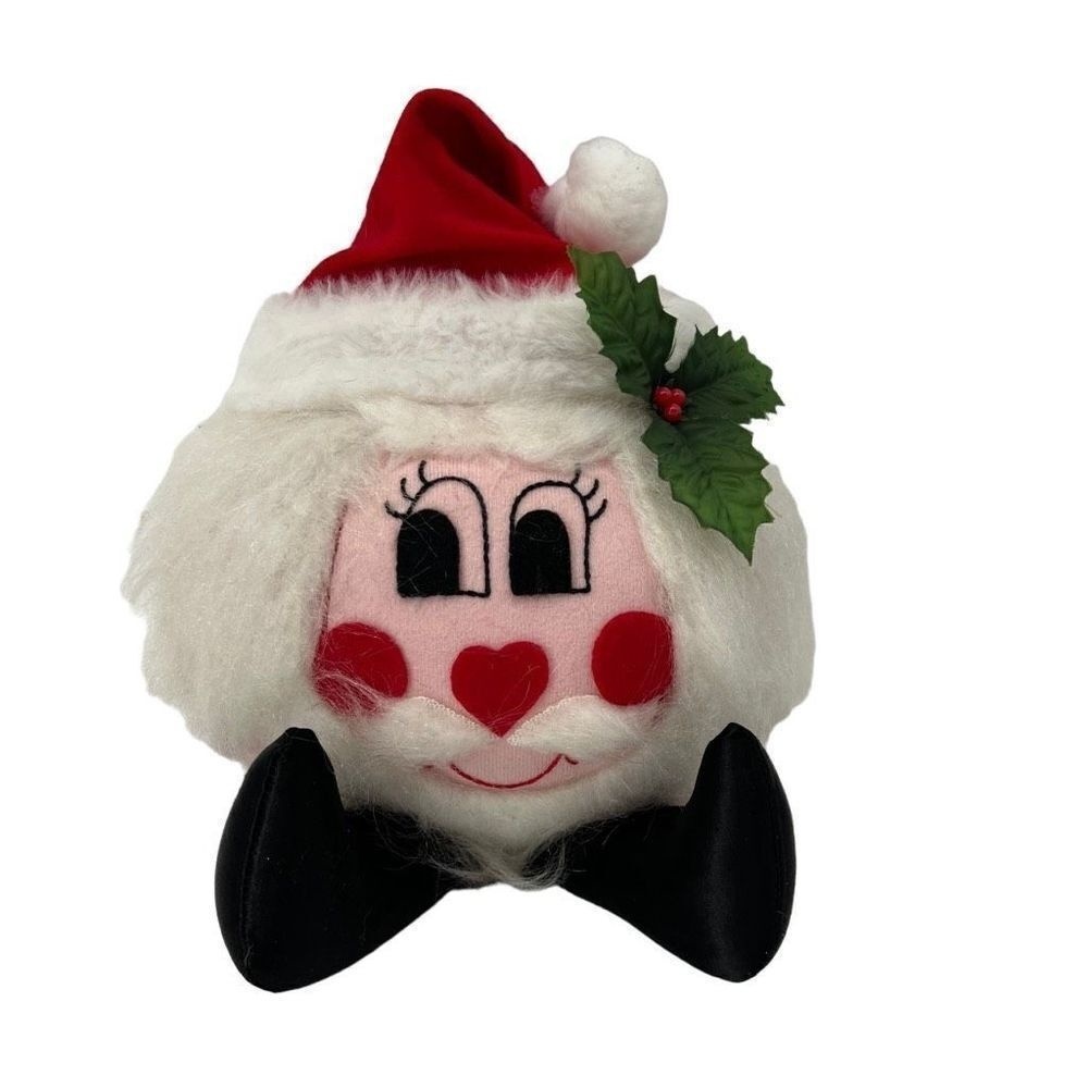 Vintage Round Felt Santa Claus‎ Shelf Decor